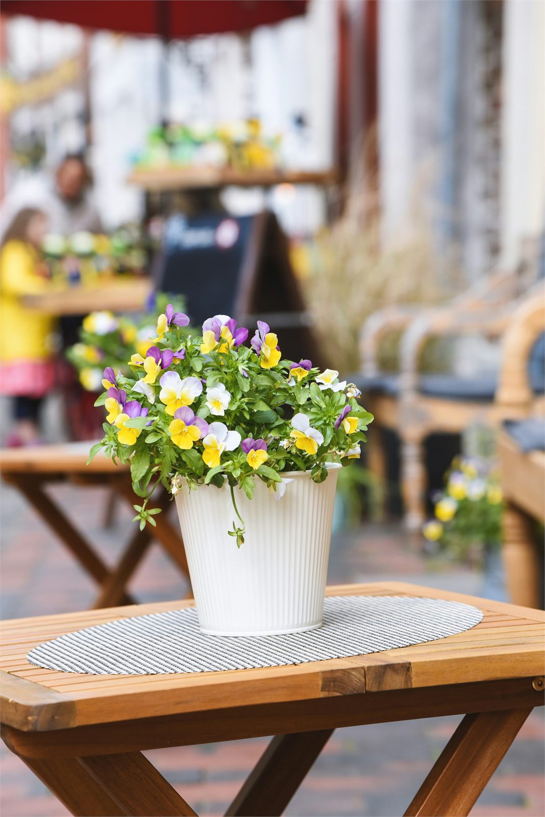 Flowers on a cafe table